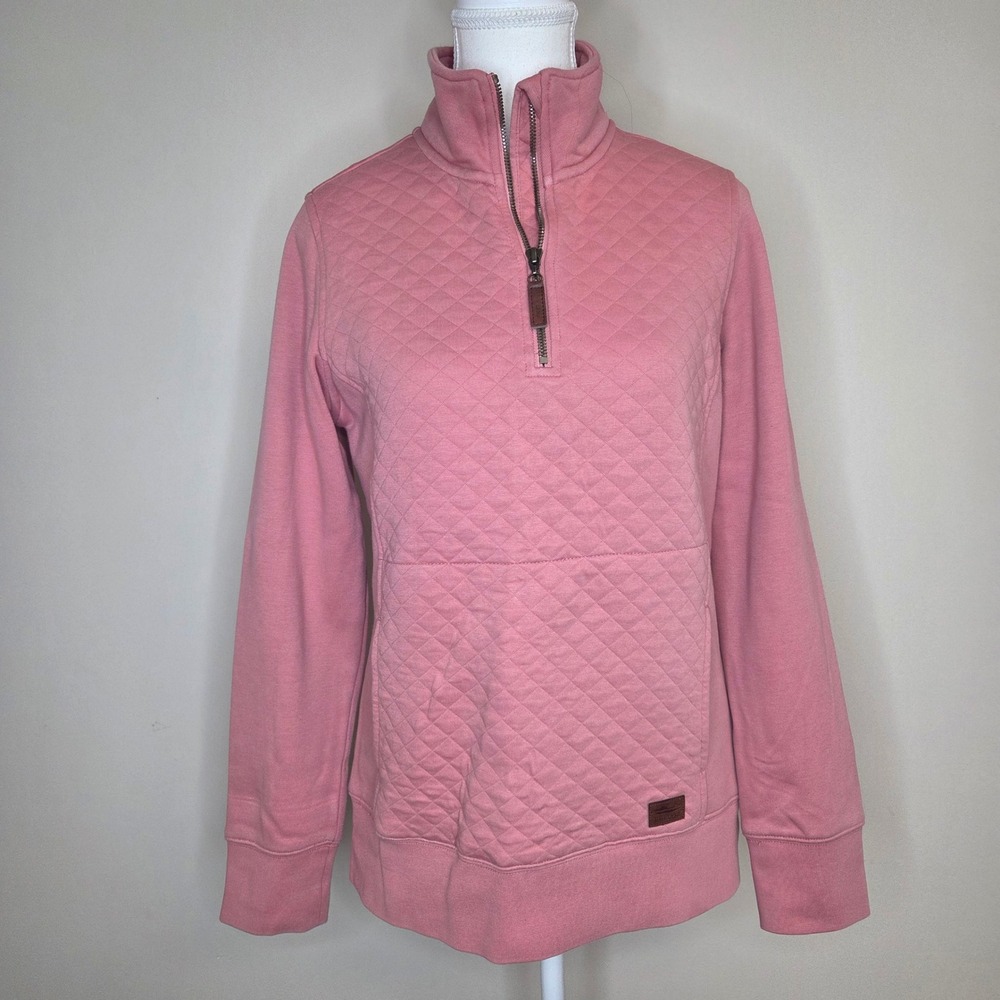LL Bean‎ Womens Quilted Quarter Zip Pullover Pink XS Long Sleeve Sweatshirt